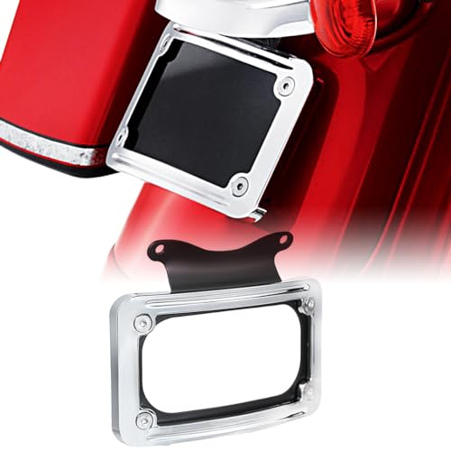 Rudyness Black Curved Laydown License Plate Mount Bracket for Harley 20102023 Touring BlackChrome - Image 1