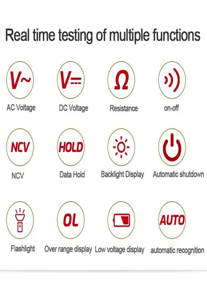 Professional Digital Multimeter Color Display Handheld Multimeter NCV  Tester Professional Voltage Current Capacitance Resistance Diode Measurement Meter with Flashlight Automatic Shutdown Function - Image 2