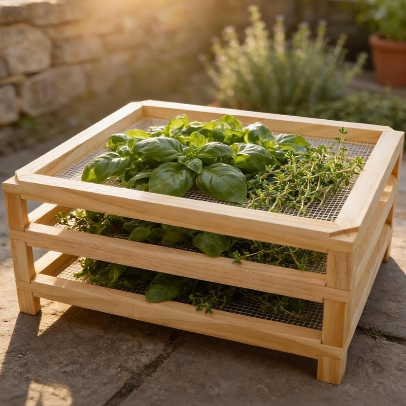 Tnstbiee 3Layer Stackable Wooden Herb Drying Rack 1181574in NoDrill Drying Herbs Dry Flowers Plant Specimens Pasta Small Space Organization Unique Gift for Gardeners Craft Enthusiasts - Image 2