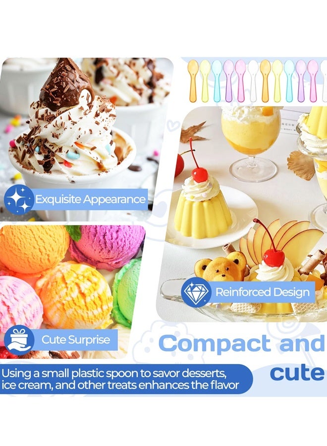 50PCS ملعقة بلاستيكية صغيرة متعددة الألوان تستخدم للآيس كريم والكعك والحلويات والحفلات - Image 4