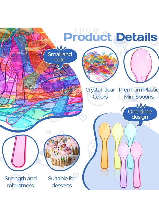 50PCS ملعقة بلاستيكية صغيرة متعددة الألوان تستخدم للآيس كريم والكعك والحلويات والحفلات - Image 3