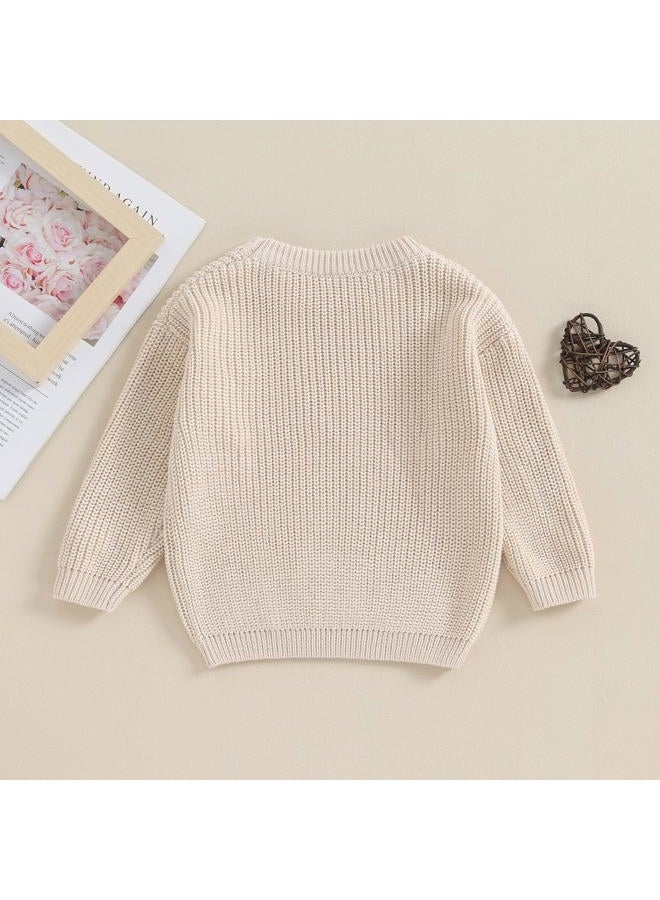 Gureui Toddler Baby Boy Girl Heart Knit Sweater Kids Infant Newborn Outfit, A Khaki Heart, 2-3 Years - Image 4