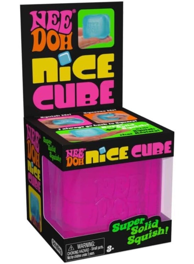 Schylling NeeDoh Nice Cube -Sensory Squeeze Toy with Super Solid Squish - 2.25" Cube - Pink - Image 2