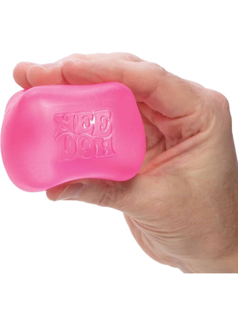 Schylling NeeDoh Nice Cube -Sensory Squeeze Toy with Super Solid Squish - 2.25" Cube - Pink - Image 4