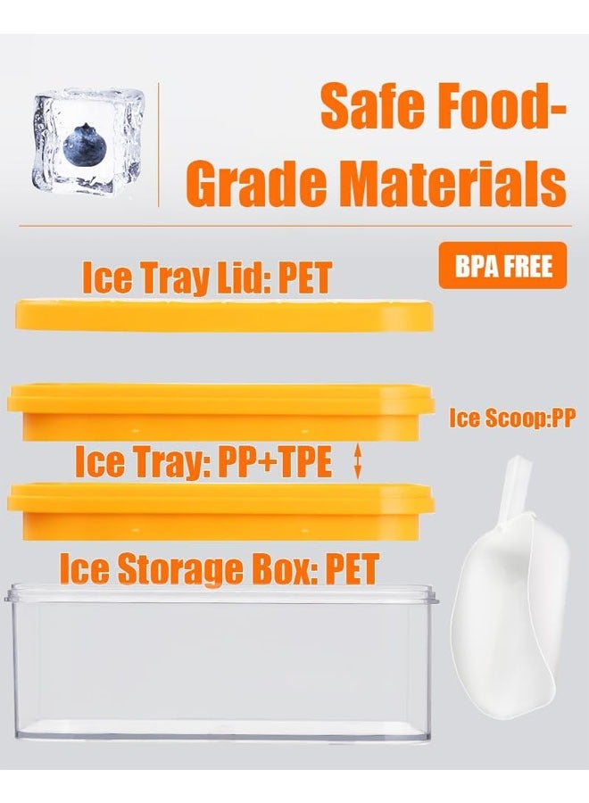 YelaJoy Ice Cube Tray with Lid and Bin, Ice Trays for Freezer, Flexible Ice Cube Trays, Making 56 pcs Ice Cubes, Chilling Cocktail, Whiskey, Coffee, with 2 trays, Ice Container, Scoop&Cover, BPA Free (Yellow) - Image 4