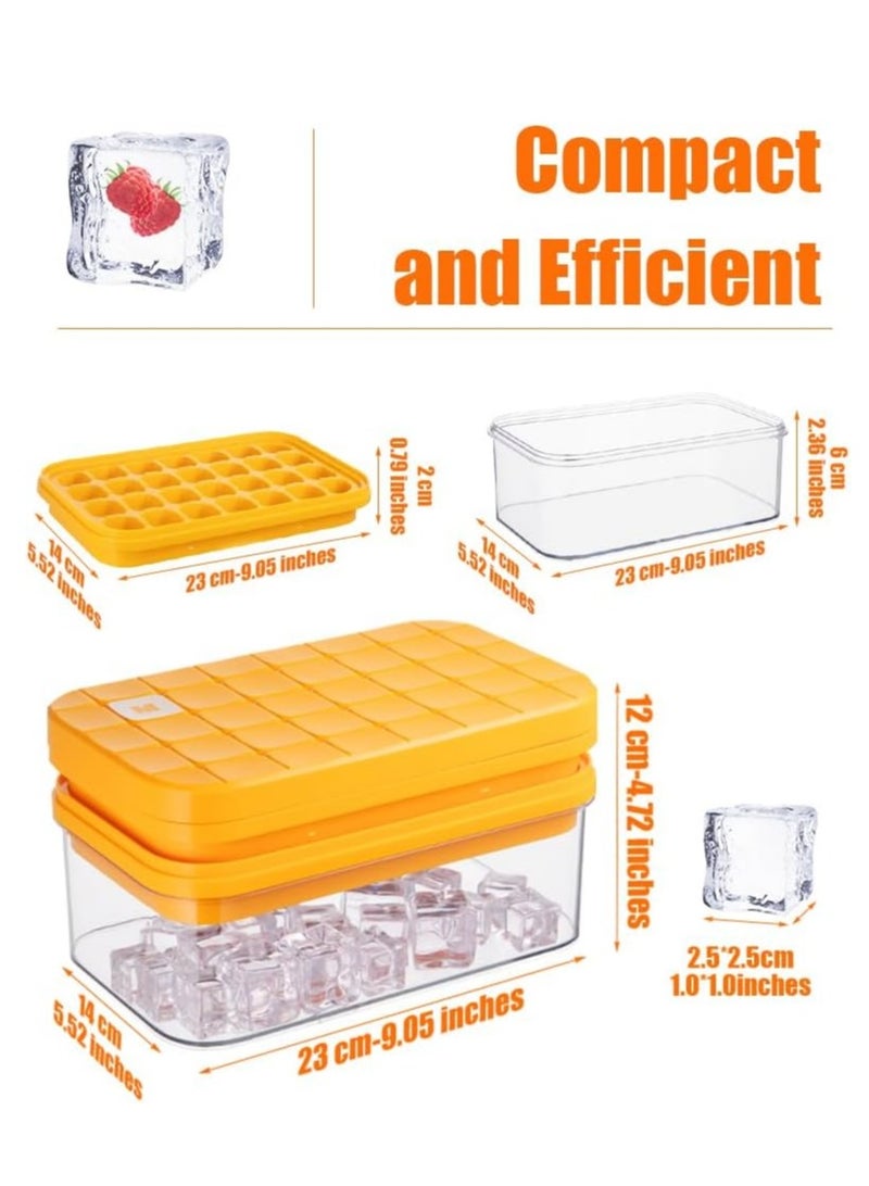 YelaJoy Ice Cube Tray with Lid and Bin, Ice Trays for Freezer, Flexible Ice Cube Trays, Making 56 pcs Ice Cubes, Chilling Cocktail, Whiskey, Coffee, with 2 trays, Ice Container, Scoop&Cover, BPA Free (Yellow) - Image 5