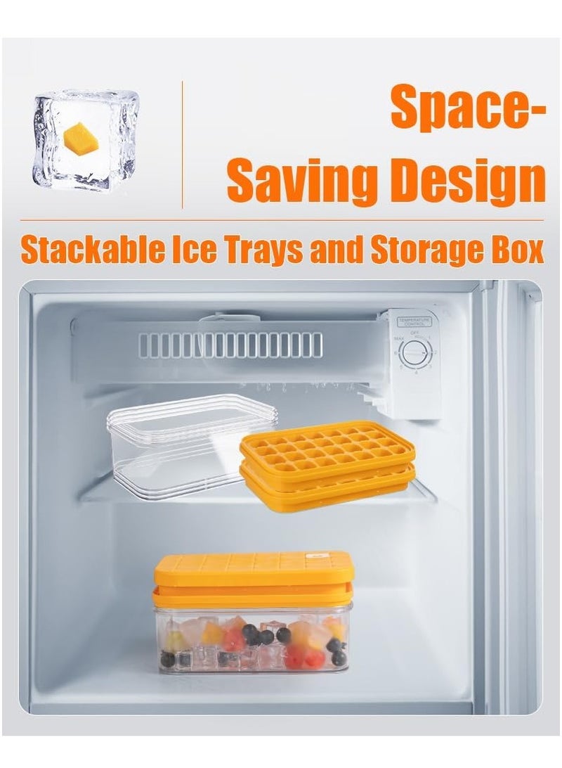 YelaJoy Ice Cube Tray with Lid and Bin, Ice Trays for Freezer, Flexible Ice Cube Trays, Making 56 pcs Ice Cubes, Chilling Cocktail, Whiskey, Coffee, with 2 trays, Ice Container, Scoop&Cover, BPA Free (Yellow) - Image 3