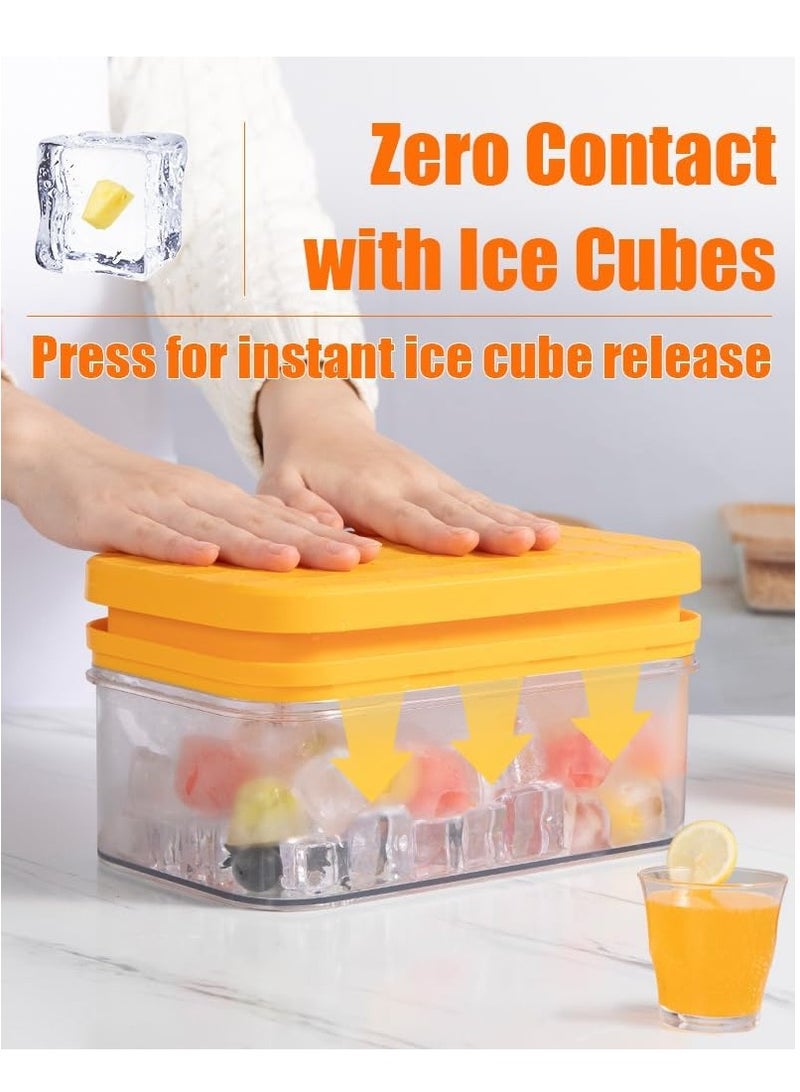 YelaJoy Ice Cube Tray with Lid and Bin, Ice Trays for Freezer, Flexible Ice Cube Trays, Making 56 pcs Ice Cubes, Chilling Cocktail, Whiskey, Coffee, with 2 trays, Ice Container, Scoop&Cover, BPA Free (Yellow) - Image 2