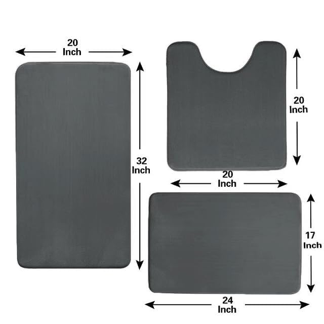 Madeals Memory Foam Bath Mat Set 4 Piece and Toilet Tank Cover Set Combo  Bath Mat Set 3 Piece and Toilet Lid and Tank Cover Set Carbon Grey - Image 2