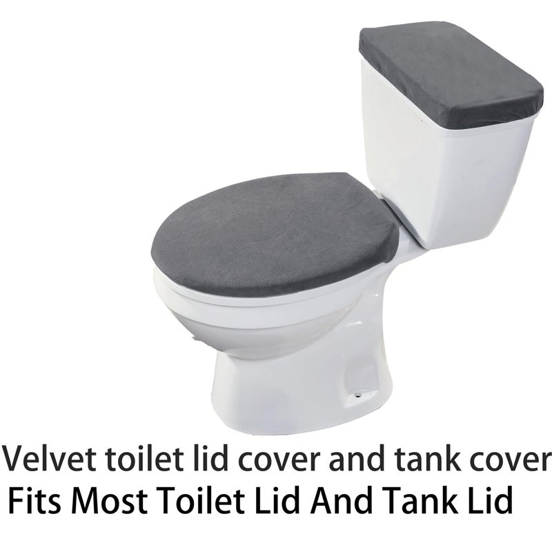 Madeals Memory Foam Bath Mat Set 4 Piece and Toilet Tank Cover Set Combo  Bath Mat Set 3 Piece and Toilet Lid and Tank Cover Set Carbon Grey - Image 3