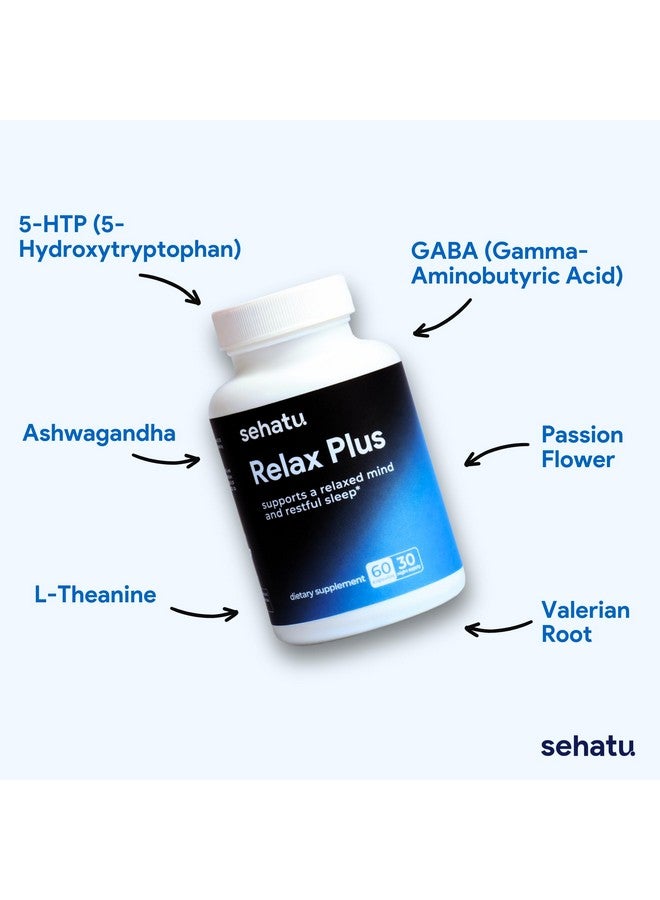 SEHATU Relax Plus Stress Relief Supplement | with GABA, L-Theanine, Ashwagandha, Valerian Root | Supports A Relaxed Mood and Restful Sleep | 60 Count | 30 Day Supply - Image 3