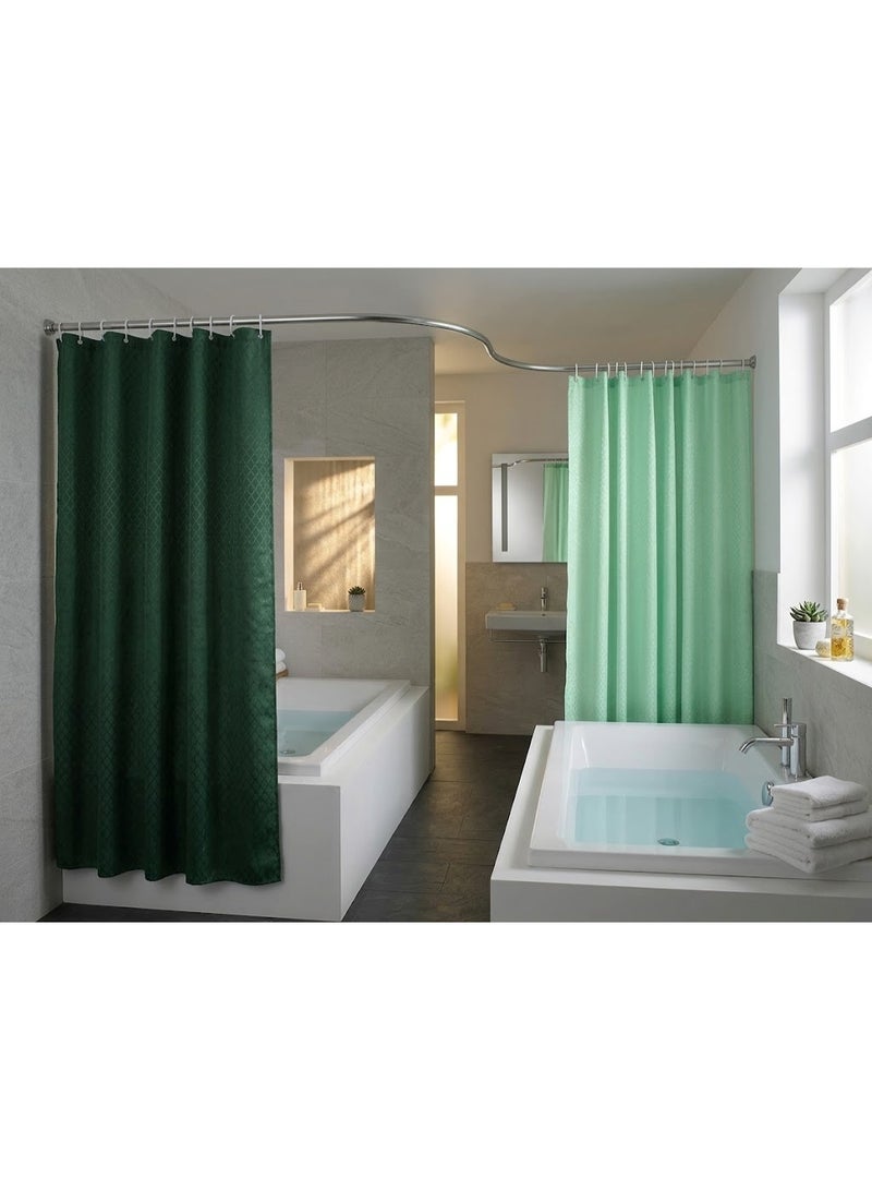 One-piece shower curtain, very durable, made of waterproof polyester with hanging loops. Excellent quality, available in mint green and olive green. - Image 1