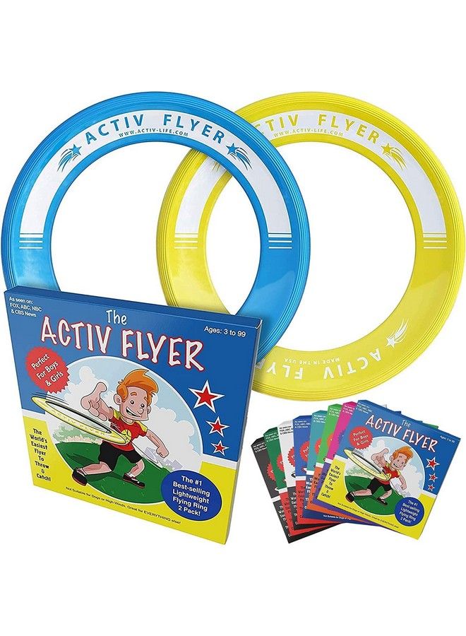 Activ Life The Active Flyer Flying Disc: Aerodynamic Frisbee Rings Outdoor Toys & Summer Fun Beach Toys For Kids Boys Or Girls Of All Ages The Perfect Outdoor Toy Gift 2Pack Cyan/Yellow - Image 2