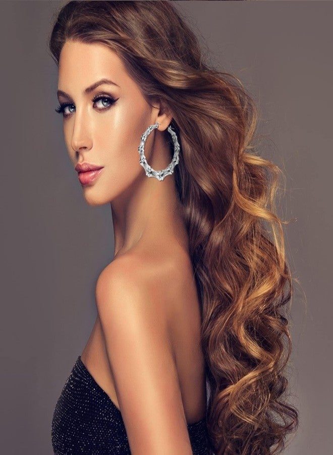 مجموعة جيري وي من 4 أزواج من أقراط الخيزران المصممة خصيصًا للنساء، مطلية بالذهب عيار 14 قيراطًا، بتصميم كبير على شكل قلب يشبه مطرقة الباب، مجوهرات شخصية بأسلوب الهيب هوب، مستوحاة من جماليات التسعينيات وبداية الألفية. - Image 4