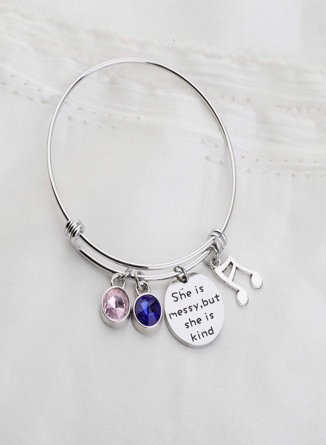 AKTAP Waitress Musical Inspired Bangle She is Messy But She's Kind Musical Quote Gift (She is Messy Quote Bracelet) - Image 2