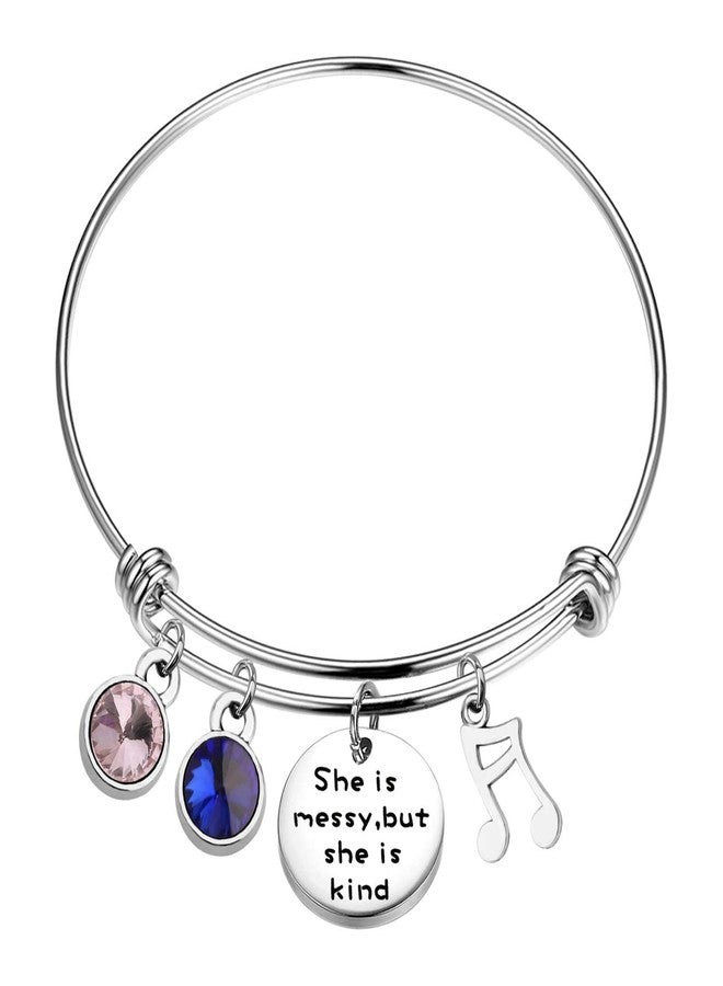 AKTAP Waitress Musical Inspired Bangle She is Messy But She's Kind Musical Quote Gift (She is Messy Quote Bracelet) - Image 1