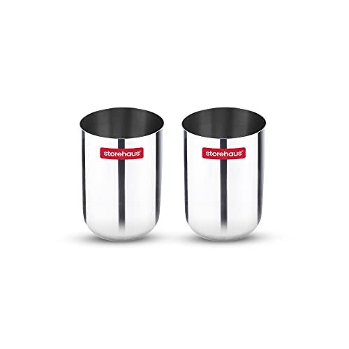 Storehaus Stainless Steel 2 pc Glass Set, Ideal for Home, Restaurants and Family Use, Kitchenware, Silver - Image 1