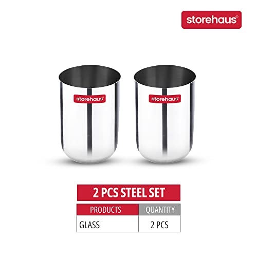 Storehaus Stainless Steel 2 pc Glass Set, Ideal for Home, Restaurants and Family Use, Kitchenware, Silver - Image 5