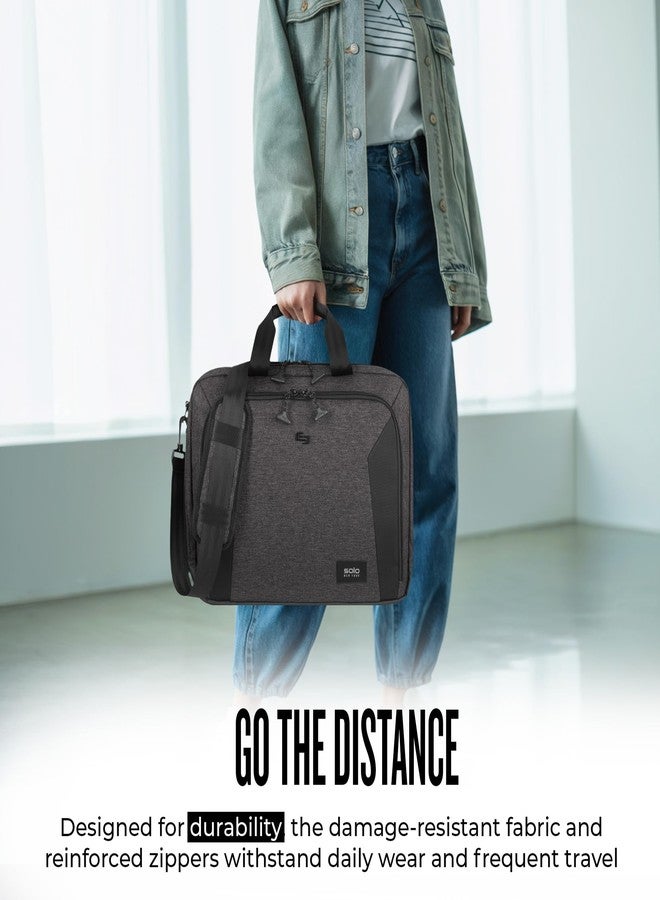 سولو نيويورك حقيبة سولو نيويورك - حقيبة لحمل الكمبيوتر المحمول للنساء والرجال، مثالية للسفر والعمل، جيب داخلي للتابلت، حزام كتف قابل للتعديل، تتسع لأجهزة كمبيوتر بحجم 15.6 بوصة - لون رمادي وأسود - Image 5