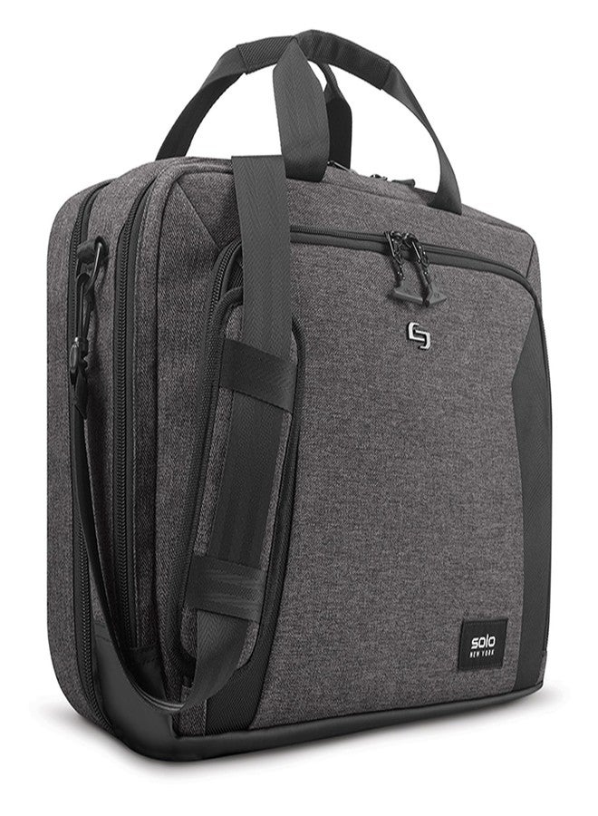 سولو نيويورك حقيبة سولو نيويورك - حقيبة لحمل الكمبيوتر المحمول للنساء والرجال، مثالية للسفر والعمل، جيب داخلي للتابلت، حزام كتف قابل للتعديل، تتسع لأجهزة كمبيوتر بحجم 15.6 بوصة - لون رمادي وأسود - Image 1