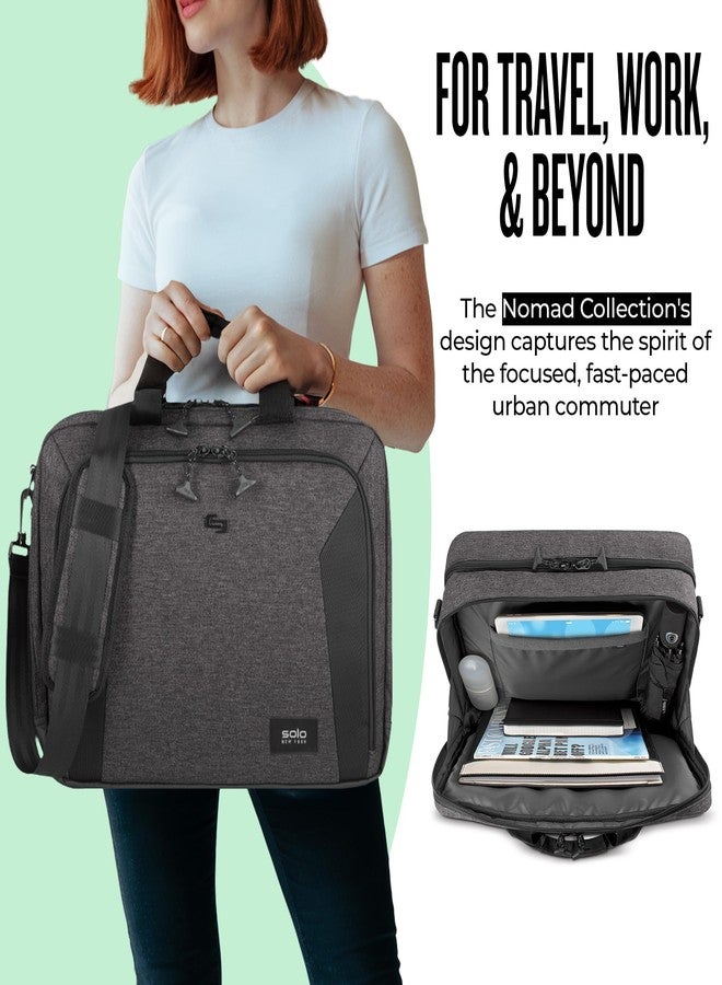 سولو نيويورك حقيبة سولو نيويورك - حقيبة لحمل الكمبيوتر المحمول للنساء والرجال، مثالية للسفر والعمل، جيب داخلي للتابلت، حزام كتف قابل للتعديل، تتسع لأجهزة كمبيوتر بحجم 15.6 بوصة - لون رمادي وأسود - Image 4
