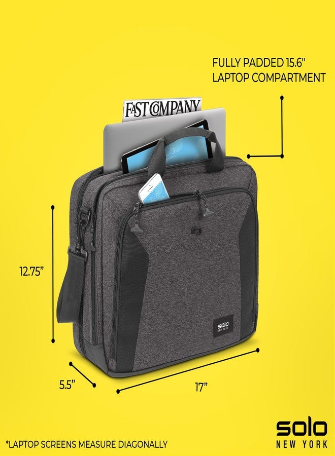 سولو نيويورك حقيبة سولو نيويورك - حقيبة لحمل الكمبيوتر المحمول للنساء والرجال، مثالية للسفر والعمل، جيب داخلي للتابلت، حزام كتف قابل للتعديل، تتسع لأجهزة كمبيوتر بحجم 15.6 بوصة - لون رمادي وأسود - Image 3
