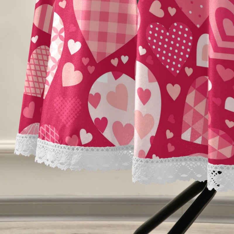 aportt Valentine's Day Round Tablecloth 60 Inches Pink Red Hearts Lace Table Cloth Water Resistant Spillproof Wrinkle Free Love Hearts Valentines Table Cover - Image 4