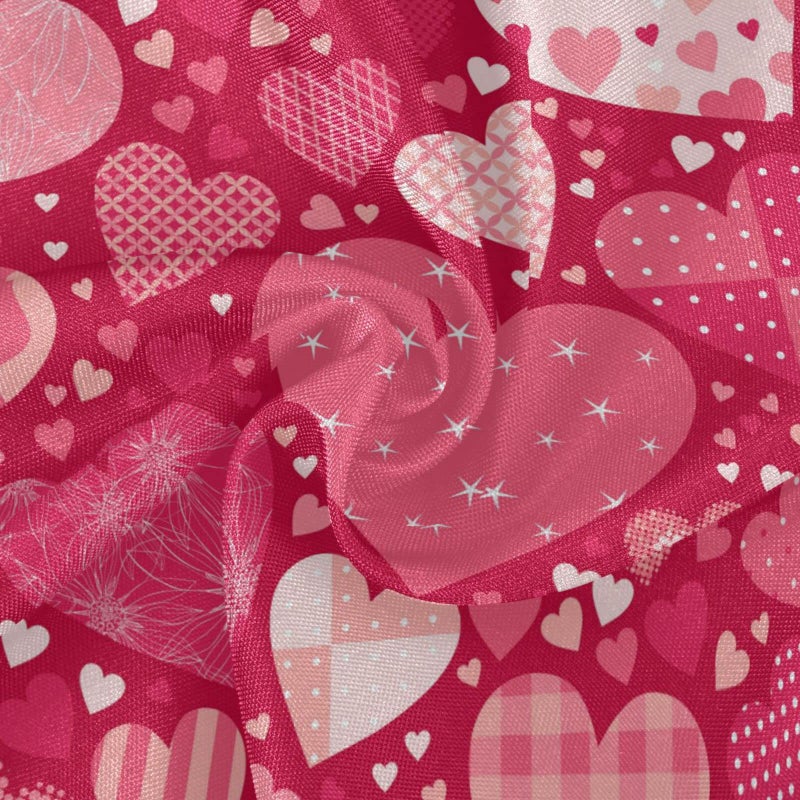 aportt Valentine's Day Round Tablecloth 60 Inches Pink Red Hearts Lace Table Cloth Water Resistant Spillproof Wrinkle Free Love Hearts Valentines Table Cover - Image 2