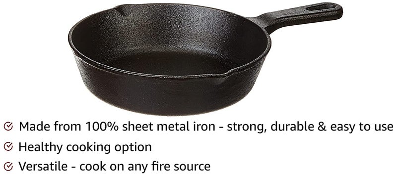 ATEVON Cast-Iron Fry Pan, 20cm, Pre-Seasoned, Induction Compatible - Durable Cookware - Image 2
