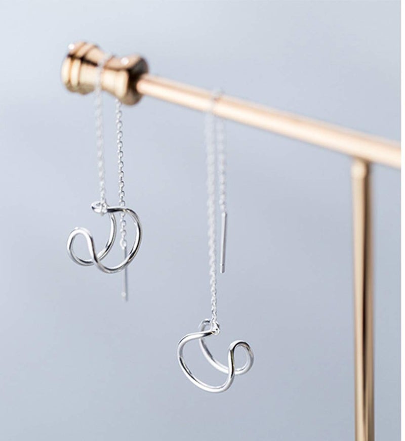 SLUYNZ 925 Sterling Silver Cuff Earrings Threader Chain for Women Crawler Earrings Wrap Earrings (Style 1) - Image 3