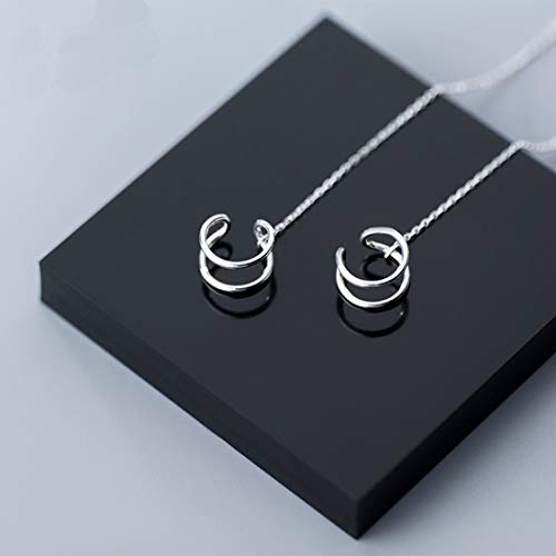SLUYNZ 925 Sterling Silver Cuff Earrings Threader Chain for Women Crawler Earrings Wrap Earrings (Style 1) - Image 5