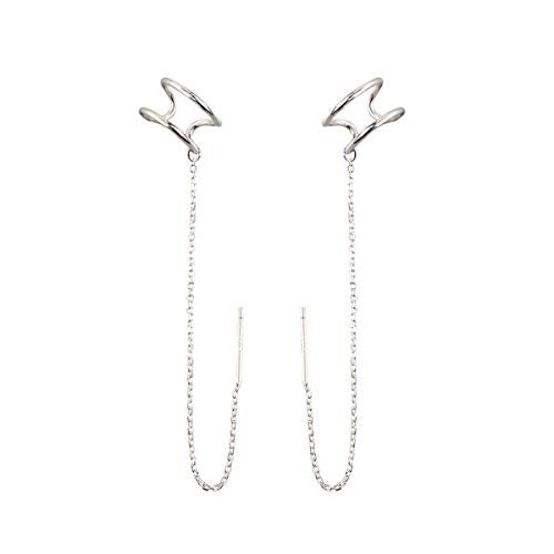 SLUYNZ 925 Sterling Silver Cuff Earrings Threader Chain for Women Crawler Earrings Wrap Earrings (Style 1) - Image 1
