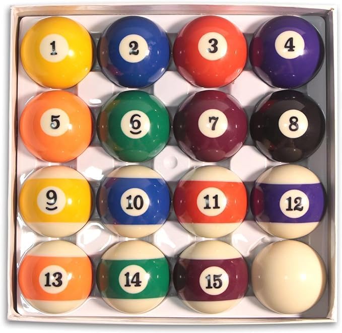 PRIME TAG Billiard Ball Set 16-Piece Premium Resin Pool Ball Set for Home, Club & Professional Billiards (52.5mm/57.2mm) - Image 1