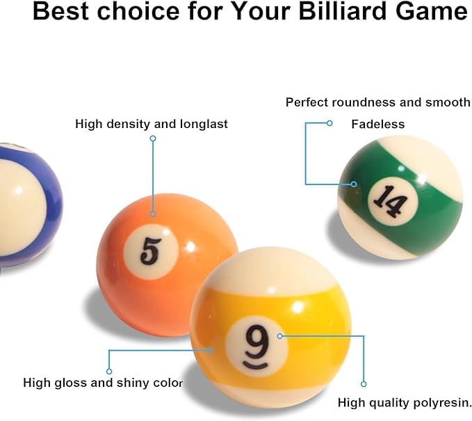 PRIME TAG Billiard Ball Set 16-Piece Premium Resin Pool Ball Set for Home, Club & Professional Billiards (52.5mm/57.2mm) - Image 3