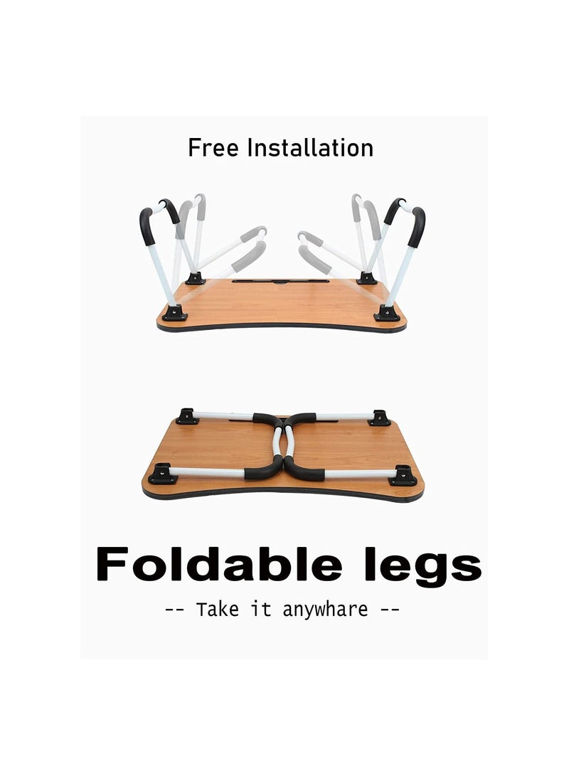 Smart Standard Multi Purpose Laptop Table With Dock Stand Foldable And Portable Engineered Wood With Cup Holder - Image 3