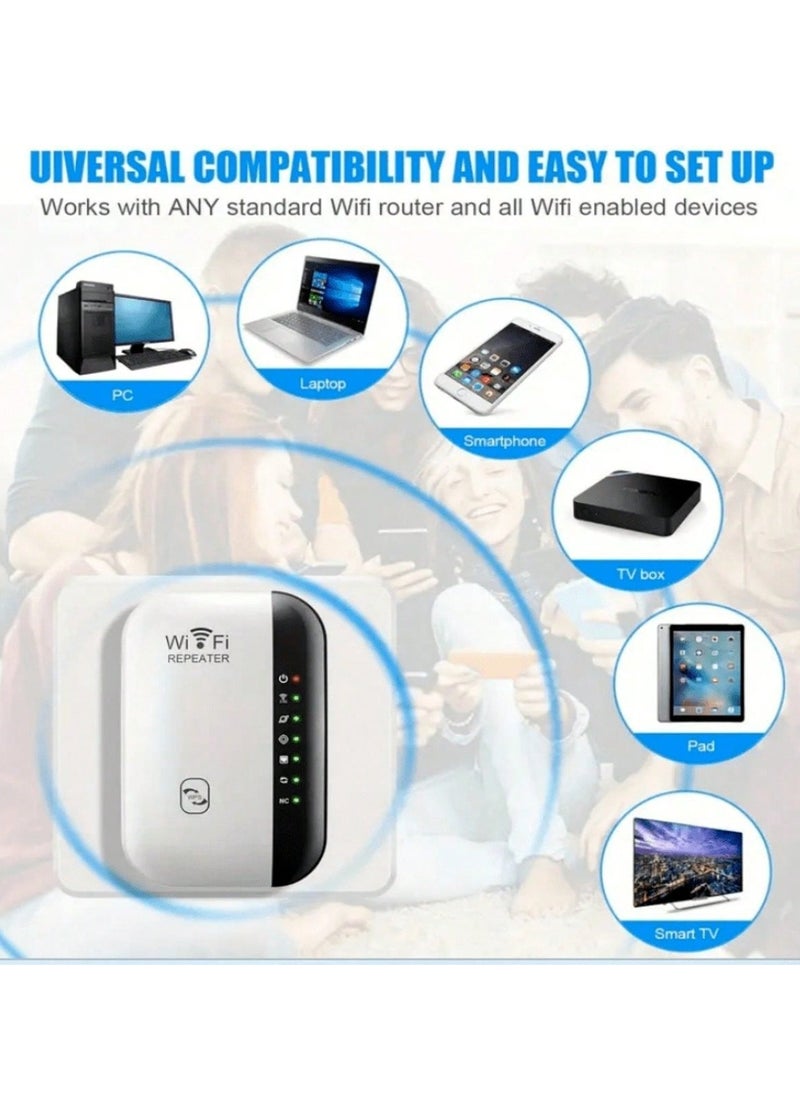 Generic - WiFi Range Extender, Wireless Repeater with Stable Signal Enhancement and 360° Full Coverage, Support 2 Modes, High-Speed Transmission, Encrypted & Secure Connection, Easy Installation & Plug and Play - Image 1