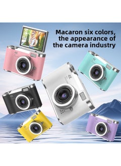 Generic Flip Digital Camera Campus Selfie Entry Machine Student Card Machine Video Recording Retro Camera Gift-Body Color:Lk007 Pink Standard Version  - Image 2