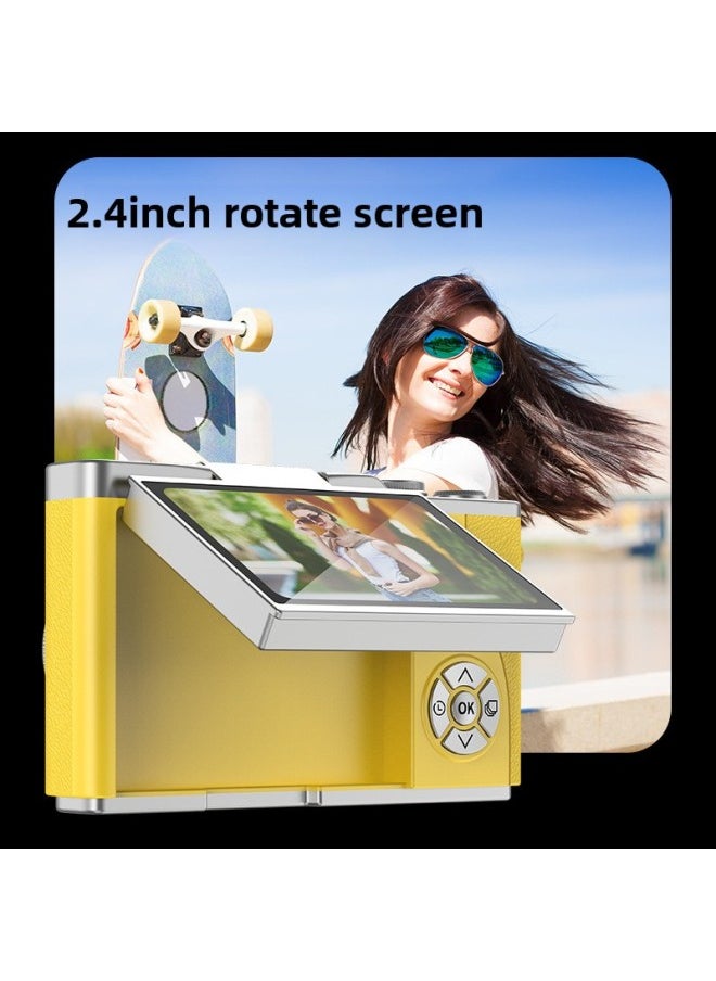 Generic - Flip Digital Camera Campus Selfie Entry Machine Student Card Machine Video Recording Retro Camera Gift-Body Color:Lk007 Pink Standard Version - Image 1