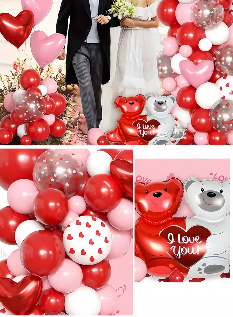 Eilimi 112pcs Valentines Balloon Arch Kit with Red Confetti Pink White Love Foil Balloons for Valentine Galentines Day Bridal Shower Engagement Wedding Birthday Party Decorations - Image 5