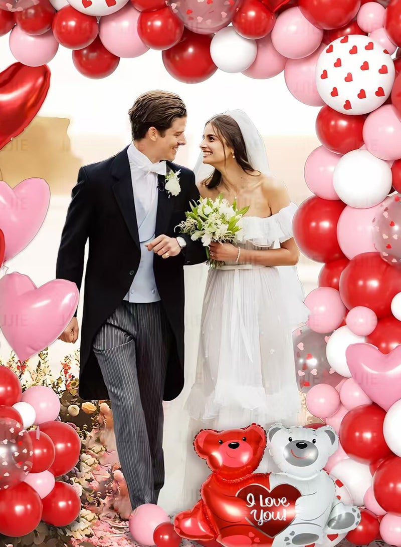 Eilimi 112pcs Valentines Balloon Arch Kit with Red Confetti Pink White Love Foil Balloons for Valentine Galentines Day Bridal Shower Engagement Wedding Birthday Party Decorations - Image 4