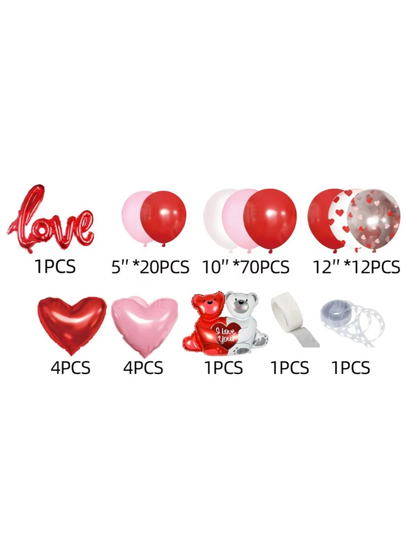 Eilimi 112pcs Valentines Balloon Arch Kit with Red Confetti Pink White Love Foil Balloons for Valentine Galentines Day Bridal Shower Engagement Wedding Birthday Party Decorations - Image 2
