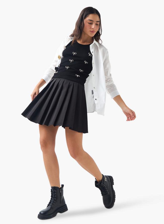 تواكستريمز بلوزة بدون أكمام مزينة بفيونكة مضلعة - Image 2