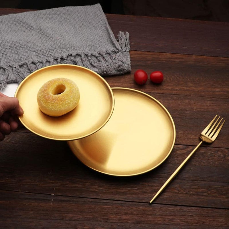 comfrt Stainless Steel Round Plate, Dinner Plate Dish, Metal Tray, BBQ Trays, Kids Dinner Metal Plates, Round Serving Salad Plates ( 30cm/ 12inch ) - Image 2