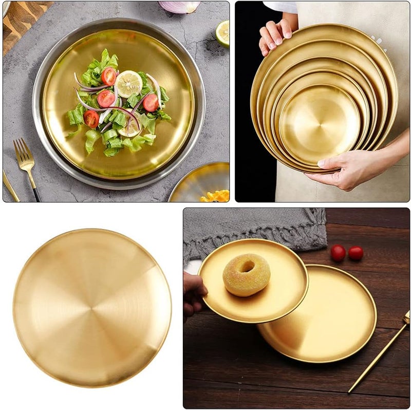 comfrt Stainless Steel Round Plate, Dinner Plate Dish, Metal Tray, BBQ Trays, Kids Dinner Metal Plates, Round Serving Salad Plates ( 30cm/ 12inch ) - Image 5