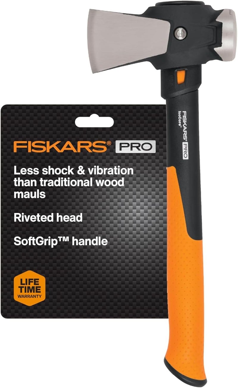 Fiskars Pro IsoCore Maul - 2.5-Pound Wood Splitter for Small Size Logs and Kindling with Shock-Absorbing Handle - Black/Orange - Image 1