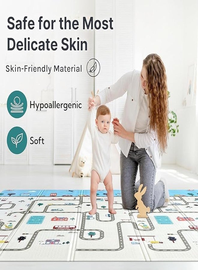 Metreno Medium Reversible Baby Play Mat, BPA Free Learning & Crawling Foldable Foam Mat (5.25X5 ft, 0.6cm Thickness) (Road_Forest) - Image 4