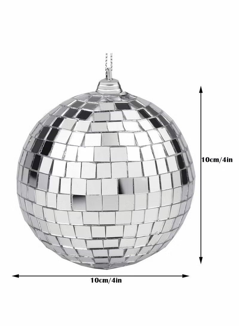 Realfrog 2 Pieces Mirror Disco Ball, Silver Hanging Ball for 50s 60s 70s Disco DJ Light Effect Party, Hanging Ball for Party Home Decoration Stage Props School Festivals Favors Festivals (4 Inch) - Image 4