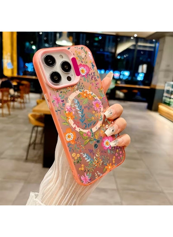 Temu Colorful Magnetic Phone Case with Floral Design - Stylish Phone Cover, Aesthetic Case, Floral Design, Lightweight Case, Shockproof Case, Compatible with iPhone 16 Pro - Image 1