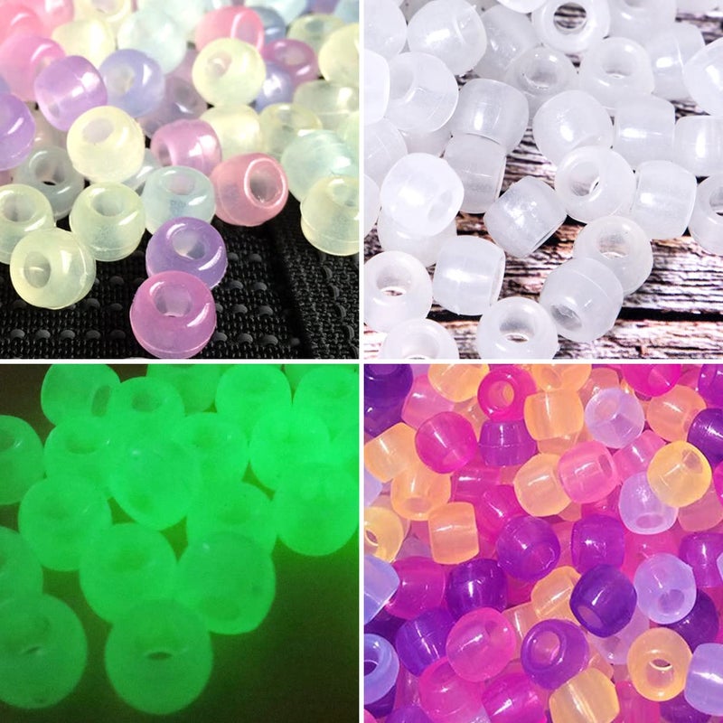 Korlon 1000 Pcs UV Beads Glow in The Dark Pony Beads for Friendship Bracelets Necklace Making 8mm Kandi Hair Bead Sun Sensitive Color Changing Plastic Bead