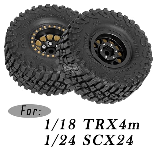 hopsupRC RC Full Brass 10in Beadlock RC Truck Tires Wheels Tires Upgrades Part for 118 124 Trx4m Axial SCX24 RC CrawlerRC Wheels Hops Up4pcs Black - Image 5